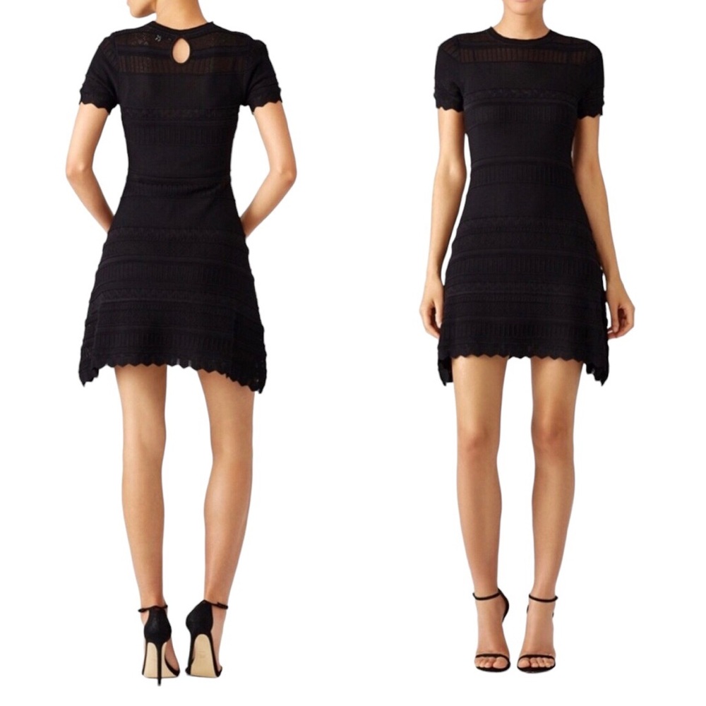 Alexis Sheer Black Knit Lace Short Sleeve Mini Dress Size Medium